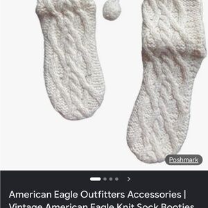 aerie Cable-Knit Slipper Socks in White